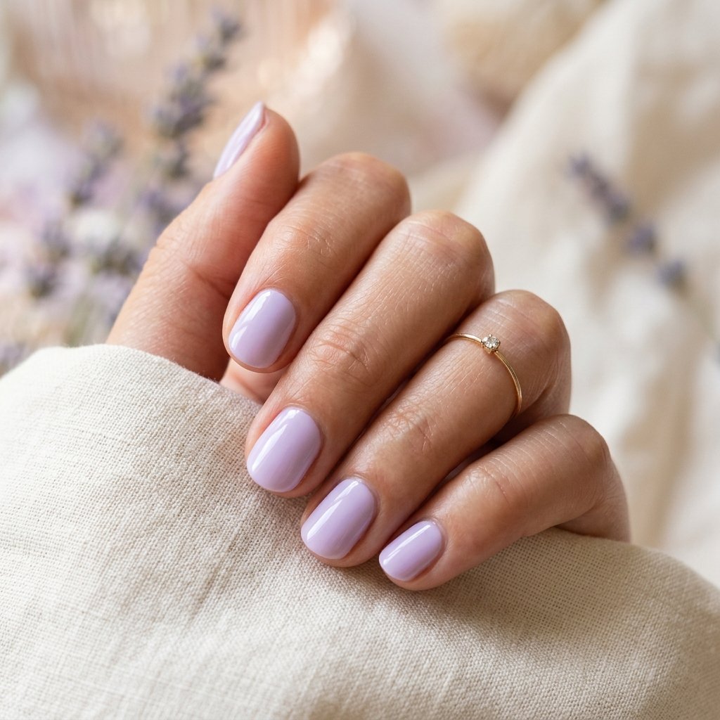 19 Short Natural Nails That Prove Less Is Actually More (And Way More Chic) 4 Soft Lavender Dreams nails