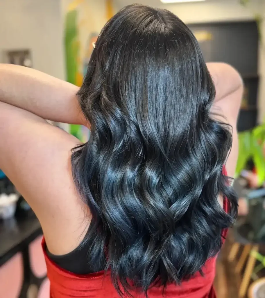 16 Cool Hair Color Ideas That Instantly Make Your Look Feel Expensive, Fun, and Very Main Character 10 Steel Blue Highlights
