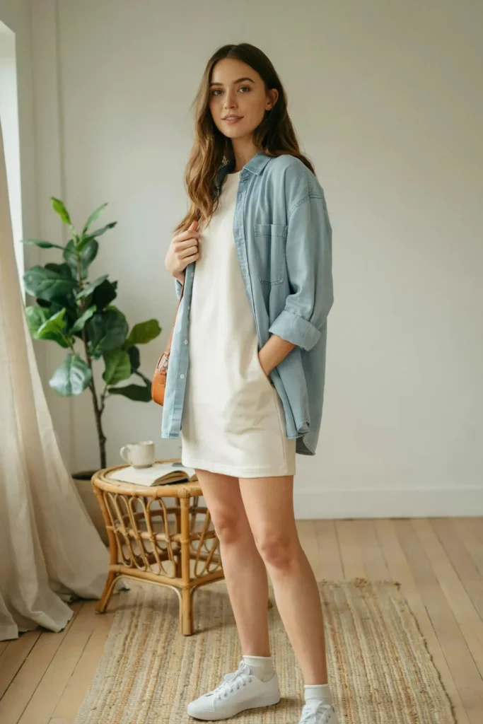 16 Comfy Outfit Ideas That Look Cute, Chic, and Effortlessly Put-Together 9 T Shirt Dress Oversized Button Down