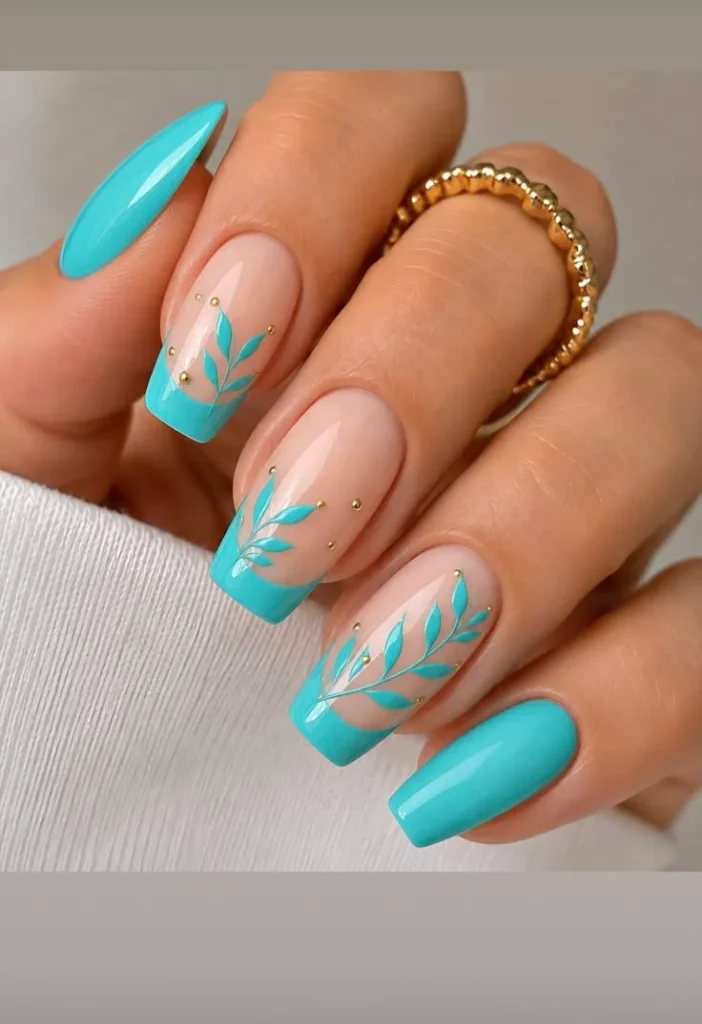 16 Tiffany Blue Nails That Look Expensive Without Even Trying 15 Tiffany Blue and Nude Nails