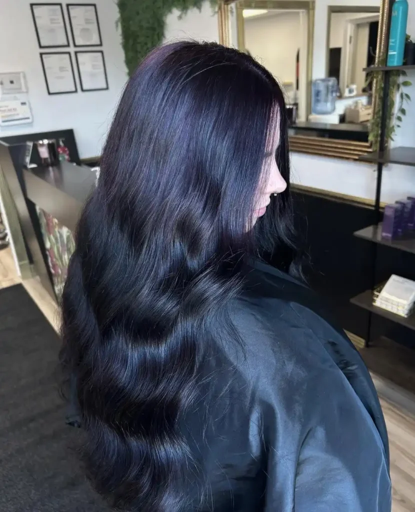 16 Cool Hair Color Ideas That Instantly Make Your Look Feel Expensive, Fun, and Very Main Character 16 Violet Black