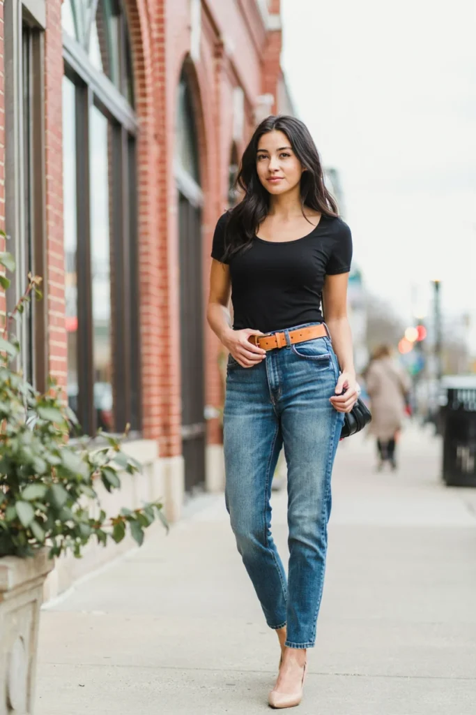 Black Top Blue Jeans Statement Belt