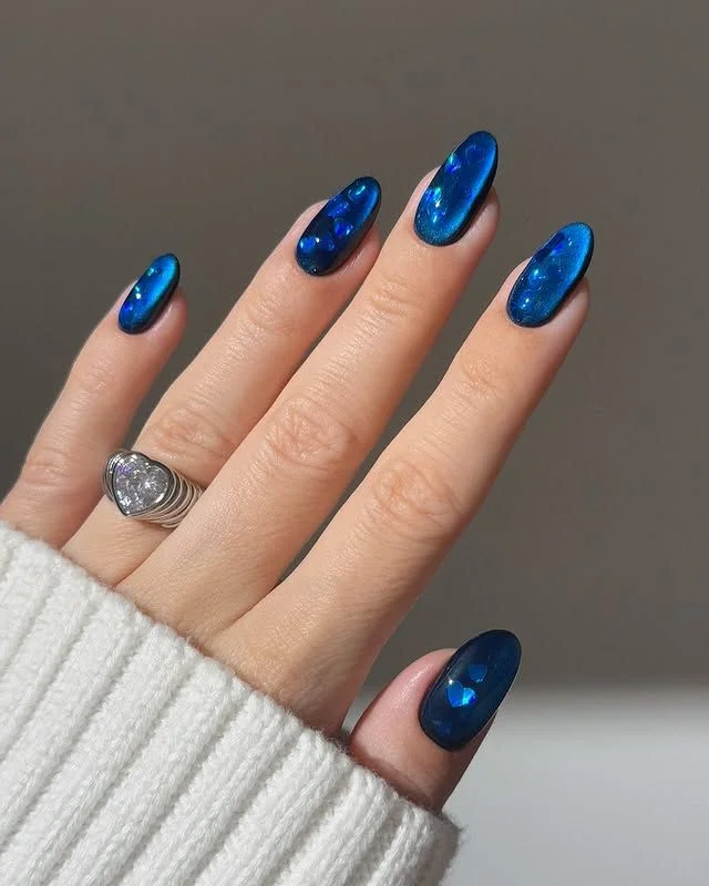 Blue Cat Eye with Chrome Overlay