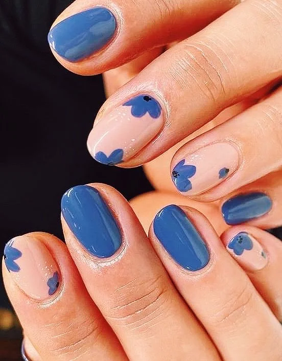 Blue Florals on Brown Base
