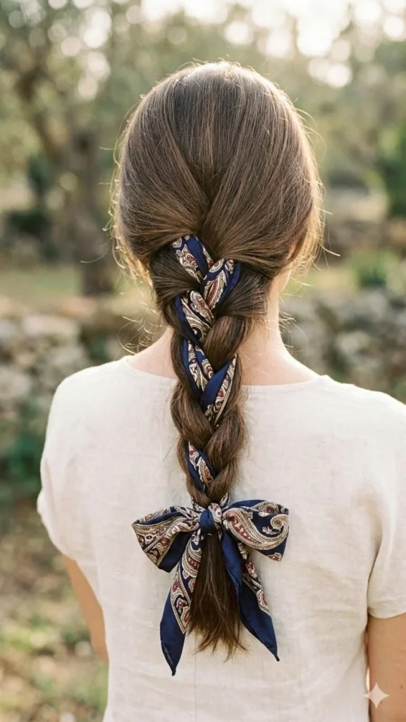17 Scarf Hairstyles Ideas That Make Bad Hair Days Look Expensive 11 Boho Scarf Braid