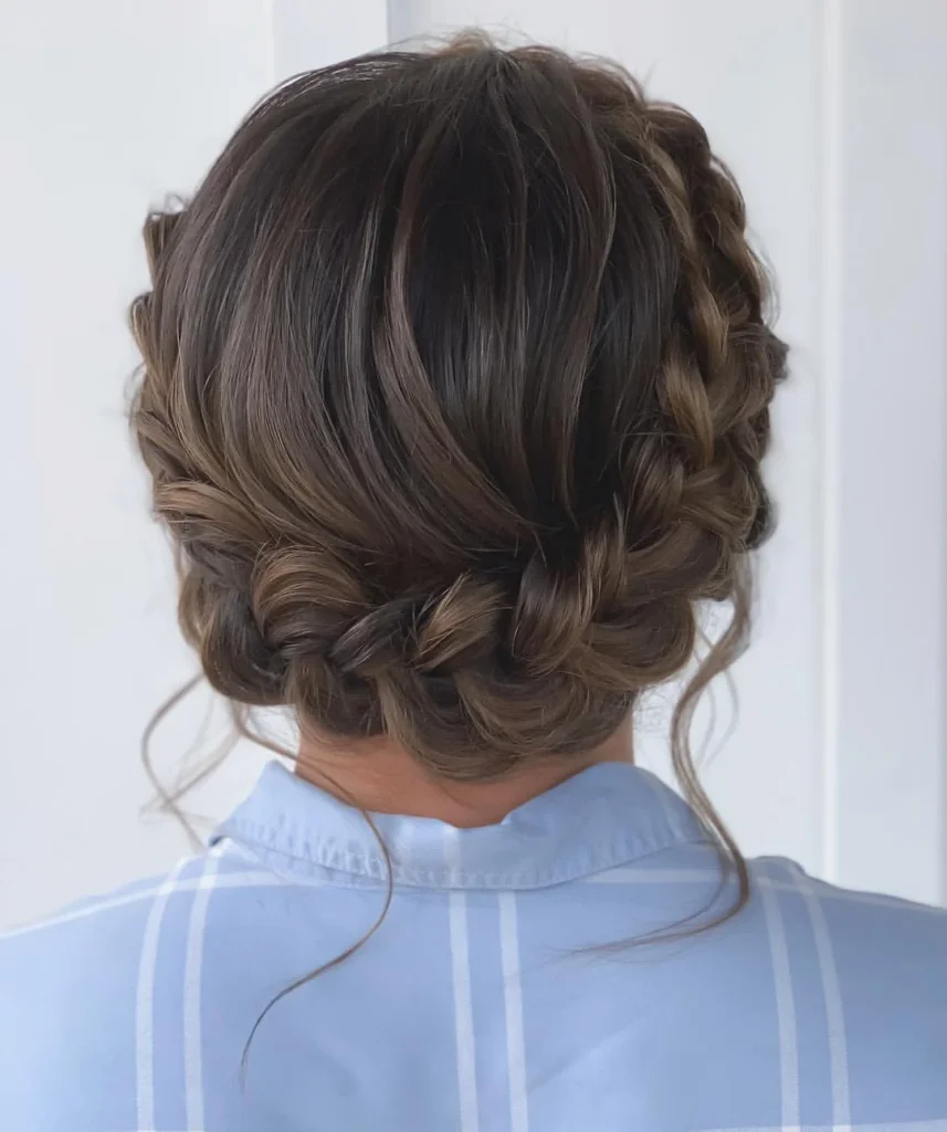17 Short Hair Brides That Look Chic, Fresh, and Totally Wedding-Ready 14 Braided Crown For Short Hair