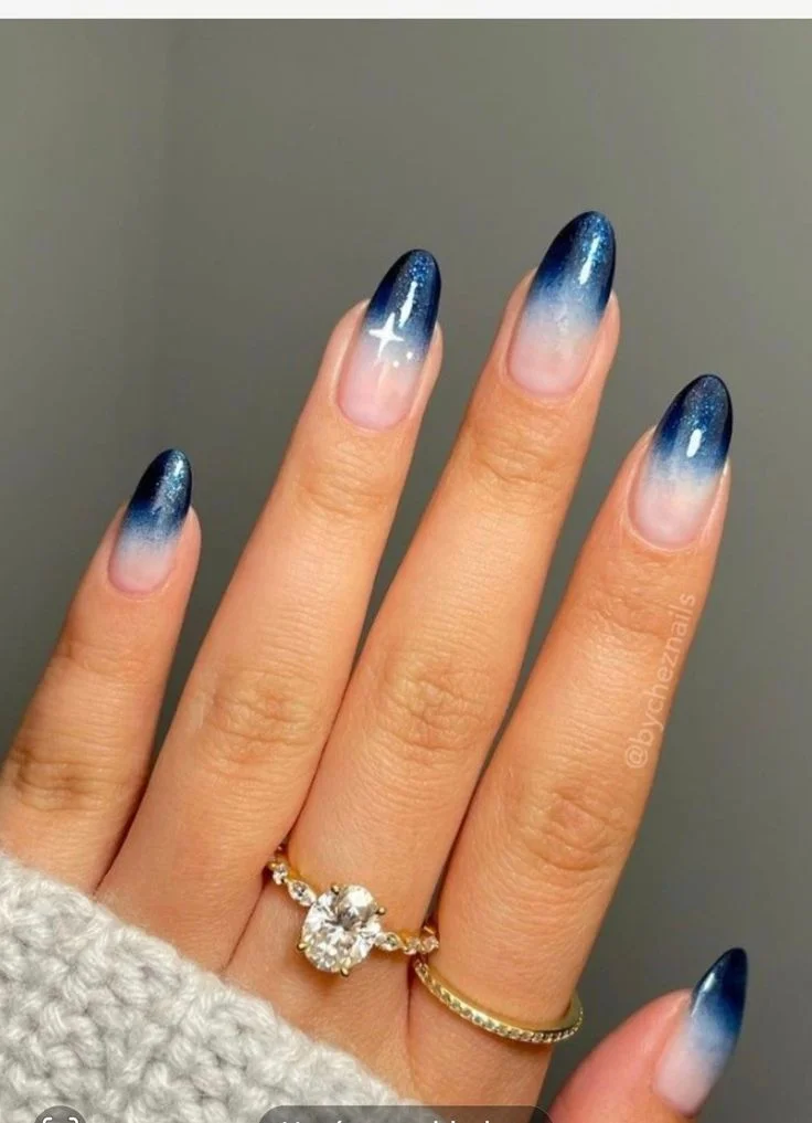 Brown Base with Blue Glitter Fade