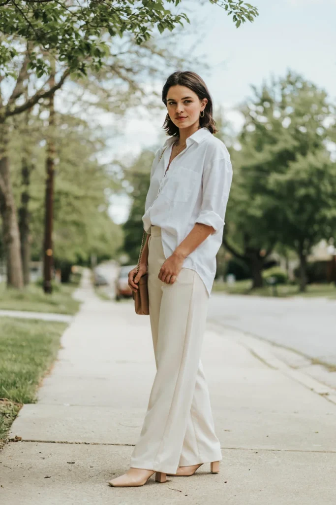 Button Down Shirt Wide Leg Pants