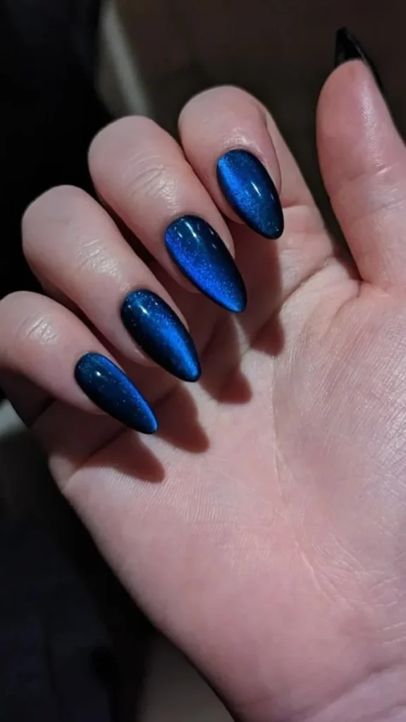 Galaxy Blue Cat Eye Nails