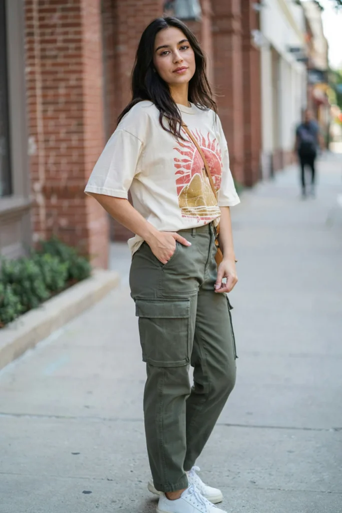 Graphic Tee Cargo Pants