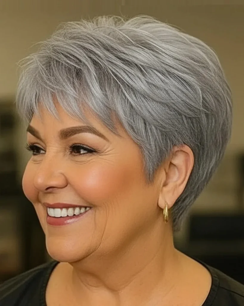 17 Short Grey Hair Ideas That Look Chic, Fresh, and Way Too Cool to Ignore 10 Grey Pixie with Long Bangs