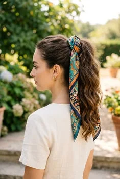 17 Scarf Hairstyles Ideas That Make Bad Hair Days Look Expensive 7 Half Up Hairstyle with a Scarf Tie