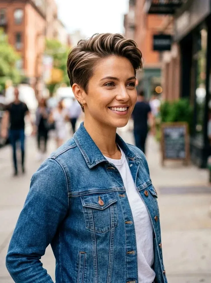 17 Short Thick Hair Ideas That Will Instantly Upgrade Your Look (No Effort, All Style) 13 Layered Pixie with Side Bangs