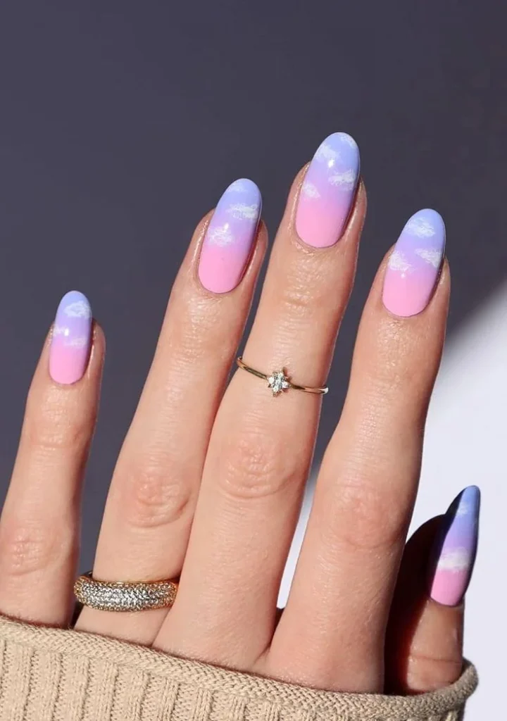 17 Pink and Blue Nails That Are Giving Soft Girl, Barbiecore & Mermaid Energy 13 Pink and Blue Cloud Nails