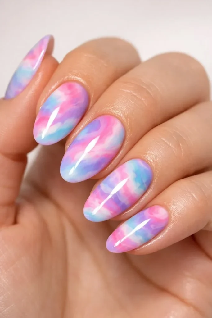 17 Pink and Blue Nails That Are Giving Soft Girl, Barbiecore & Mermaid Energy 11 Pink and Blue Marble Nails