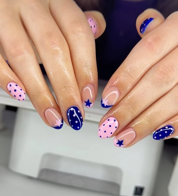 17 Pink and Blue Nails That Are Giving Soft Girl, Barbiecore & Mermaid Energy 18 Pink and Blue Mix and Match Nails