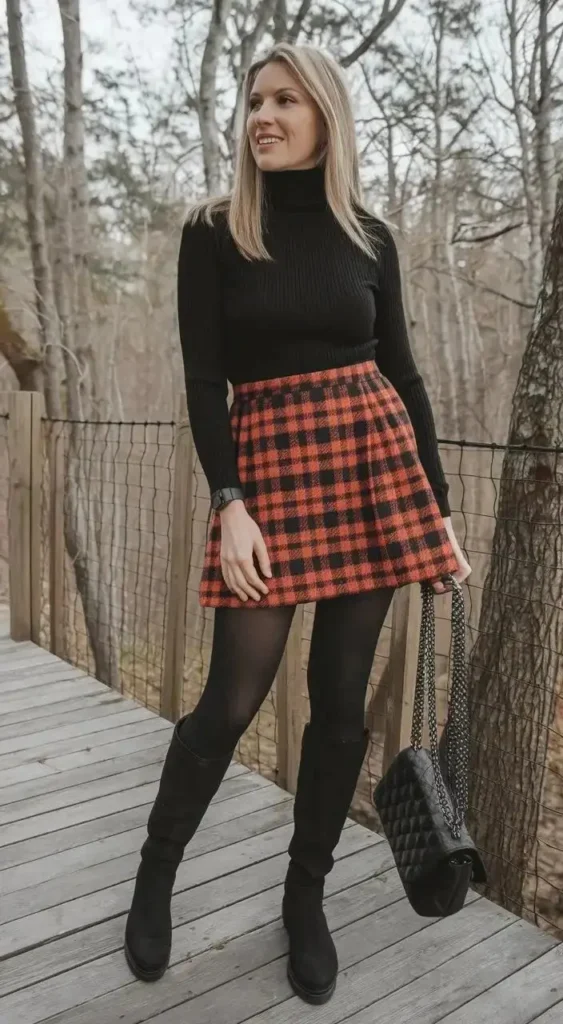 What to Wear This Holiday Season: 15 Christmas Party Outfit Ideas That Feel Festive and Stylish 14 Plaid Skirt With a Black Turtleneck