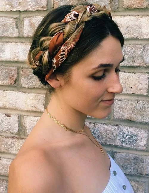17 Scarf Hairstyles Ideas That Make Bad Hair Days Look Expensive 17 Scarf Crown Braid