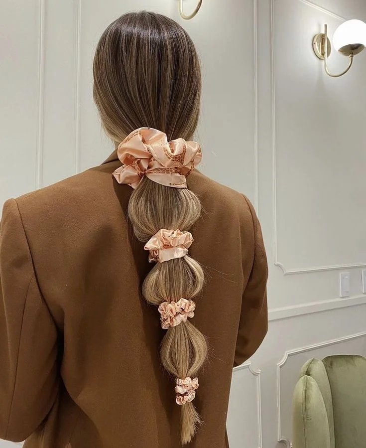 17 Scarf Hairstyles Ideas That Make Bad Hair Days Look Expensive 14 Scarf Wrapped Bubble Ponytail