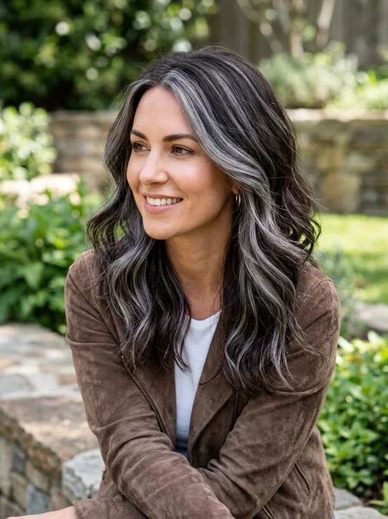 17 Grey Hair Color Ideas That Look Expensive, Cool, and Effortlessly Chic 13 Silver Grey Highlights on Black Hair
