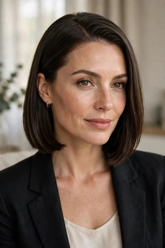 16 Medium Short Hair Ideas That Look Stylish and Easy to Maintain 6 Straight Medium Short Hair With Sleek Finish