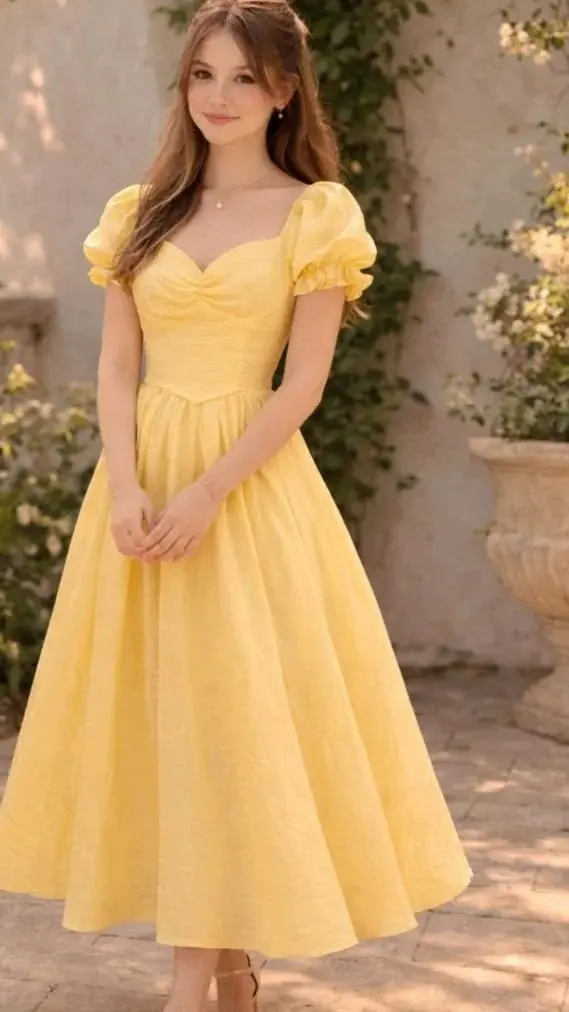 18 Disney Outfit Ideas That Look Magical Without Feeling Like a Costume 9 Belle Inspired Yellow Midi Dress