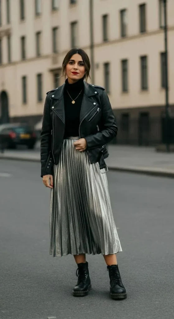 Fresh Layers, Better Outfits: 15 Fall Fashion Outfits That Feel So Current 16 Belted Shirt Jacket With a Leather Midi Skirt