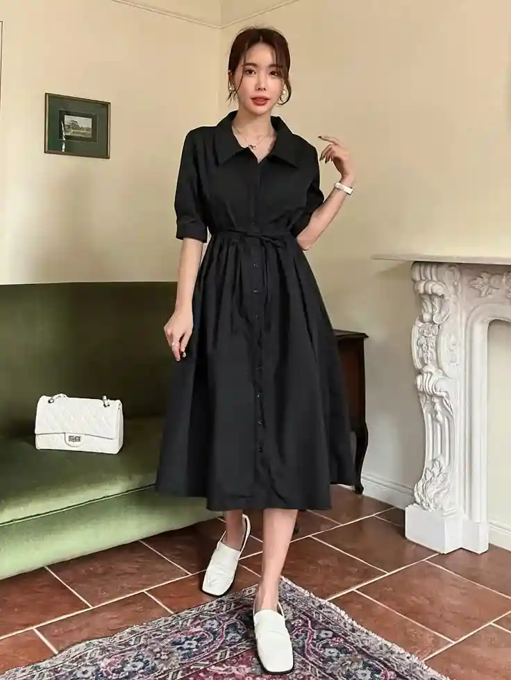 17 Black Outfit Ideas That Make You Look Effortlessly Expensive 17 Black Shirt Dress Belt