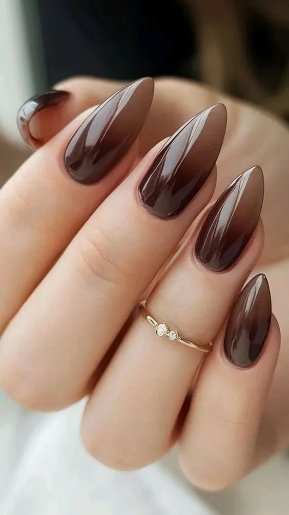 16 Classy Almond Nails That Make Every Outfit Look Expensive (Your New Everyday Nail Obsession) 6 Chocolate Brown Almond Nails