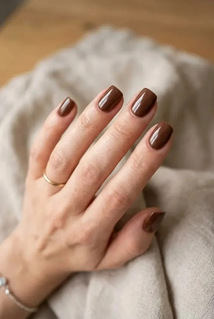 16 Simple Short Nails Ideas That Look Chic Without Trying Too Hard 14 Chocolate Brown Short Nails