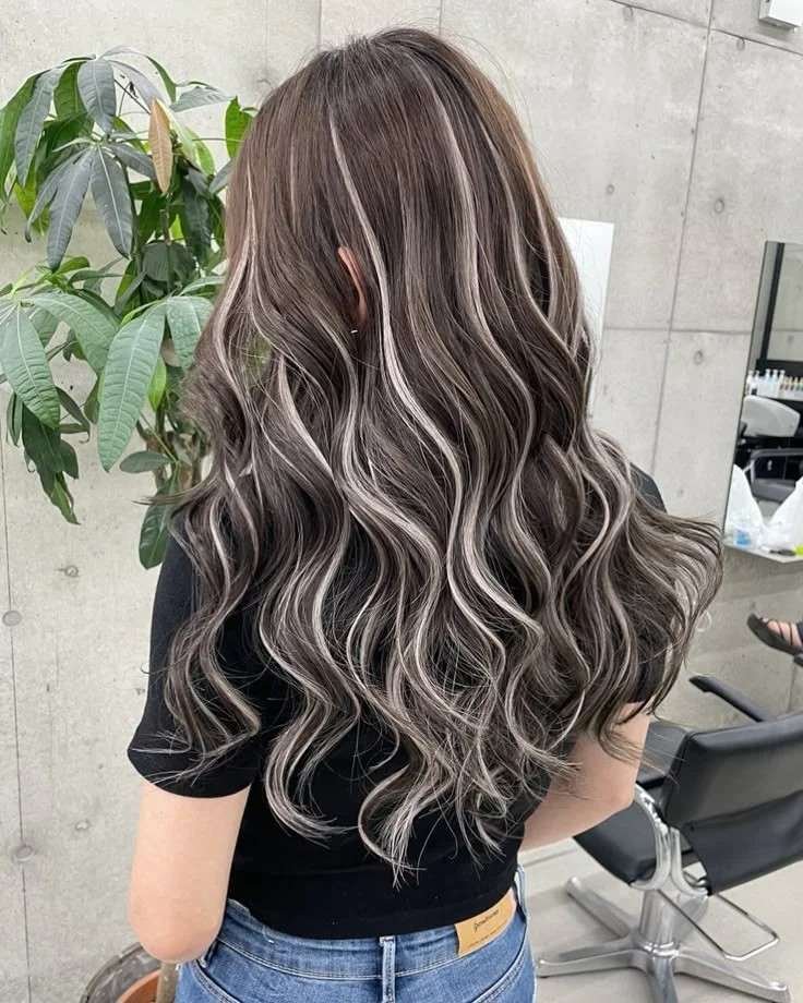 Chocolate Brown with Platinum Highlights