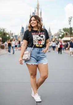 18 Disney Outfit Ideas That Look Magical Without Feeling Like a Costume 2 Classic Mickey Tee With Denim Shorts