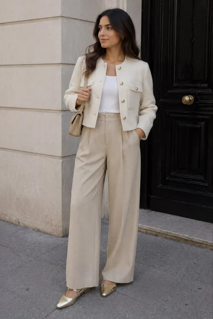 Collarless Blazer With Ankle Length Pants