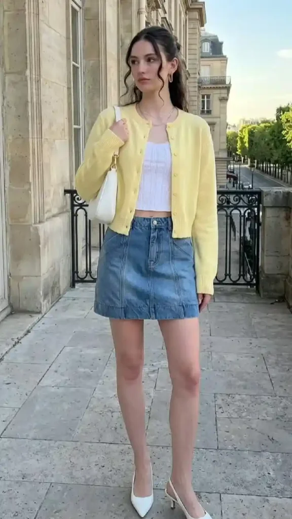 Cute, Cozy, and Easy: 15 Cute Fall Outfits You’ll Want on Repeat 2 Cropped Cardigan With a Denim Mini Skirt
