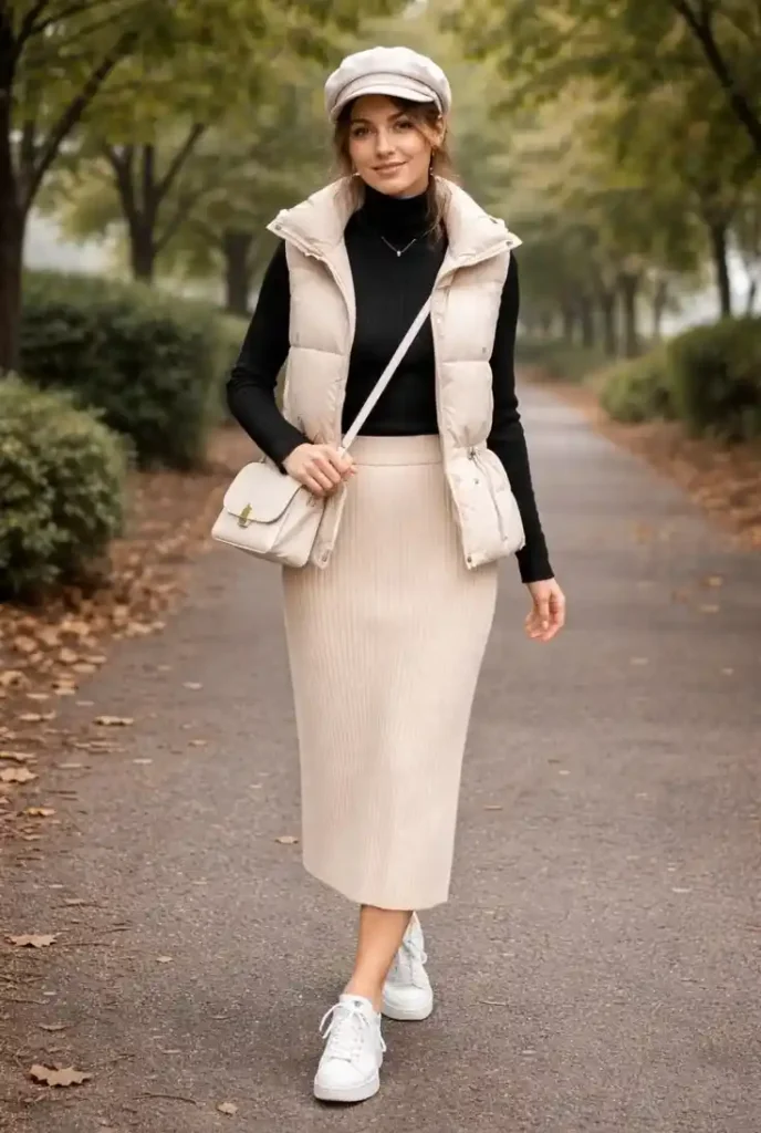 Cute, Cozy, and Easy: 15 Cute Fall Outfits You’ll Want on Repeat 16 Cropped Puffer Jacket With a Ribbed Maxi Skirt