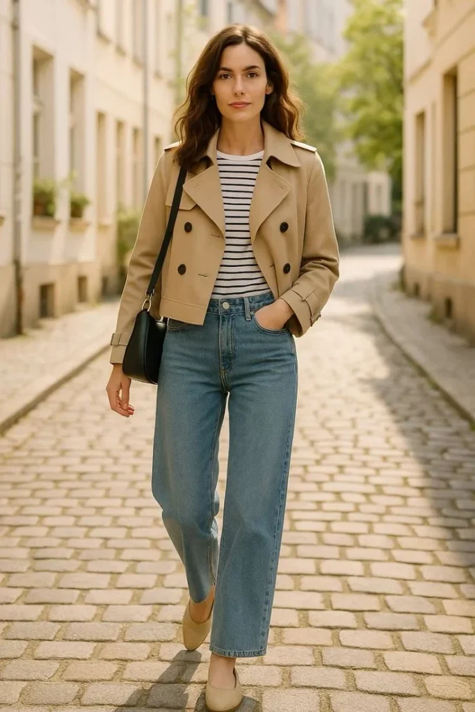 Fresh Layers, Better Outfits: 15 Fall Fashion Outfits That Feel So Current 9 Cropped Trench Jacket With Full Length Jeans