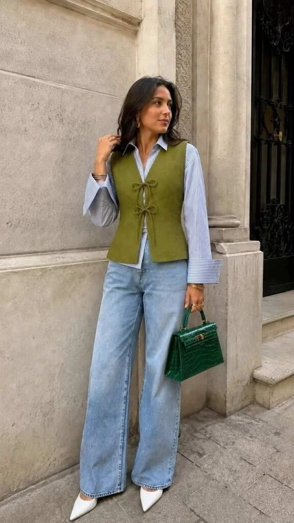 Fresh Layers, Better Outfits: 15 Fall Fashion Outfits That Feel So Current 15 Cropped Waistcoat With a Long Sleeve Base Layer