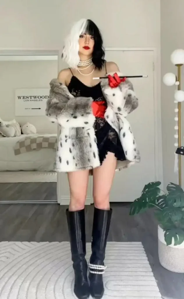 18 Disney Outfit Ideas That Look Magical Without Feeling Like a Costume 12 Cruella Inspired Black and White Outfit
