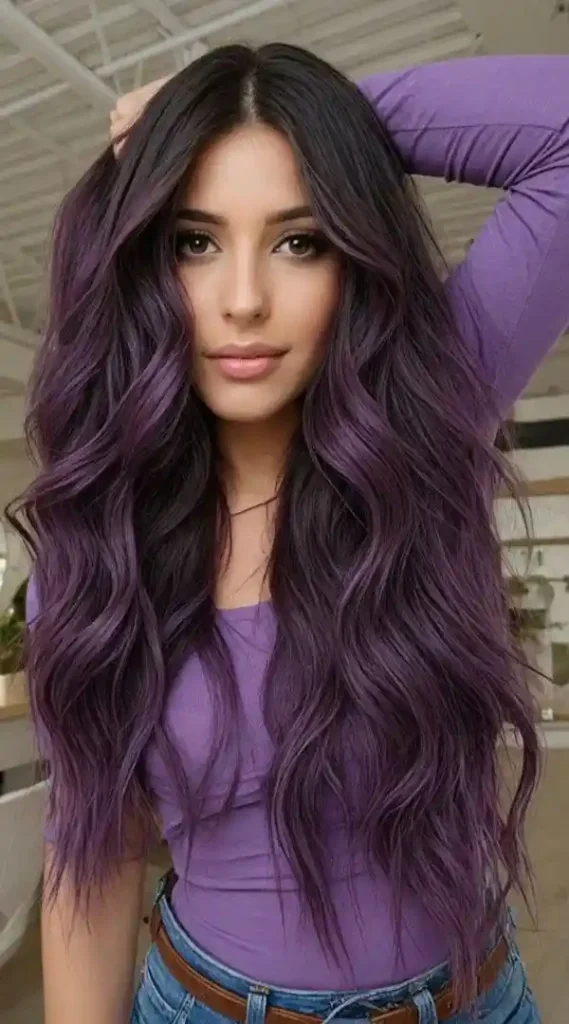 19 Purple Hair Color Ideas That Look Expensive, Cool, and Just a Little Bit Dangerous 8 Dark Purple Hair