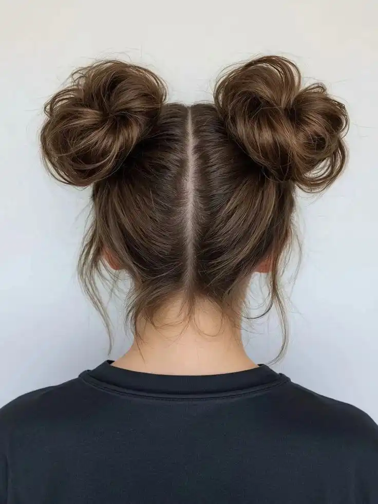 15 Short Hair Updo Ideas That Look Expensive, Effortless, and Ready in Minutes 9 Double Space Buns
