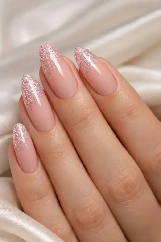 15 Short Ombre Nails Ideas That Look Expensive Without Trying Too Hard 13 Glitter Tip Ombre Nails
