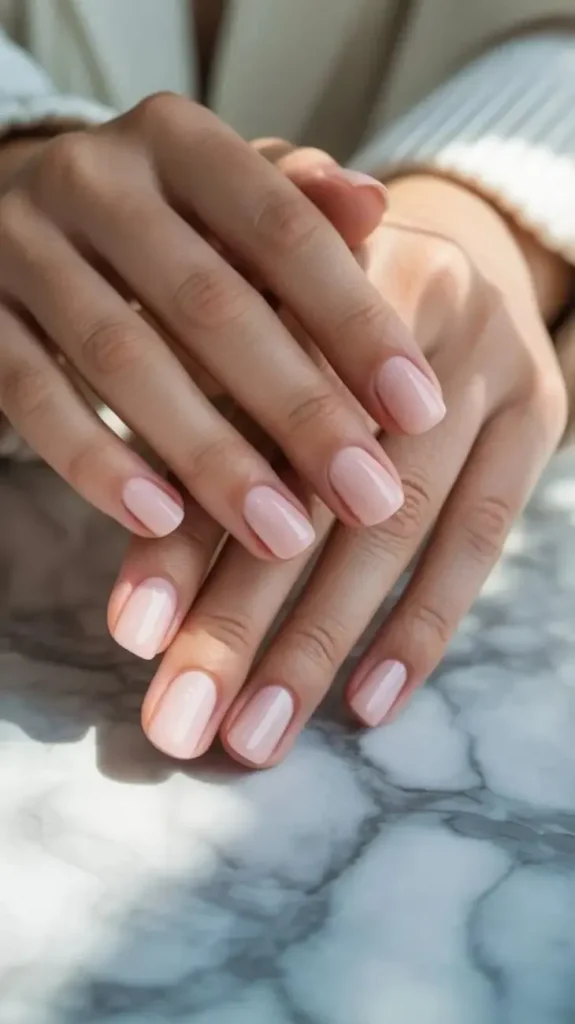 16 Simple Short Nails Ideas That Look Chic Without Trying Too Hard 2 Glossy Nude Short Nails
