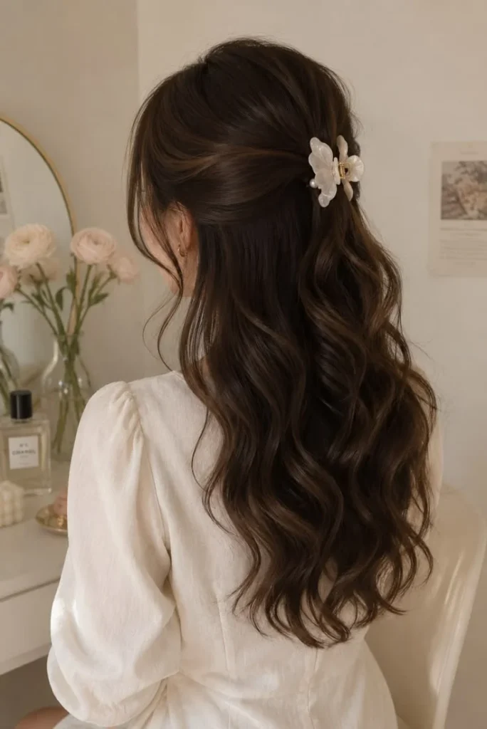18 Work Hairstyles Ideas That Make You Look Polished Before Your Coffee Even Kicks In 5 Half Up Claw Clip Style