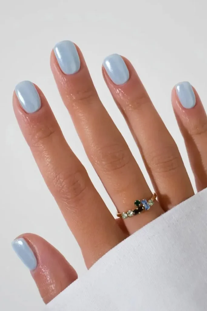 16 Blue Chrome Nails That Look Expensive, Cool, and Main Character Approved 2 Icy Baby Blue Chrome Nails