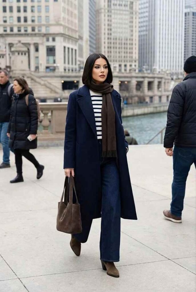 Fall Dressing Made Easy: 16 Fall Outfits for Women That Feel Effortlessly Stylish 17 Long Coat With Jeans and a Statement Scarf