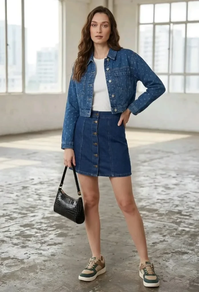 Matching Denim Jacket Denim Skirt