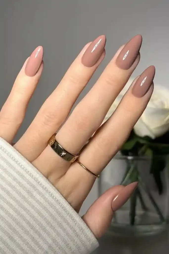 Matte Nude Almond Nails