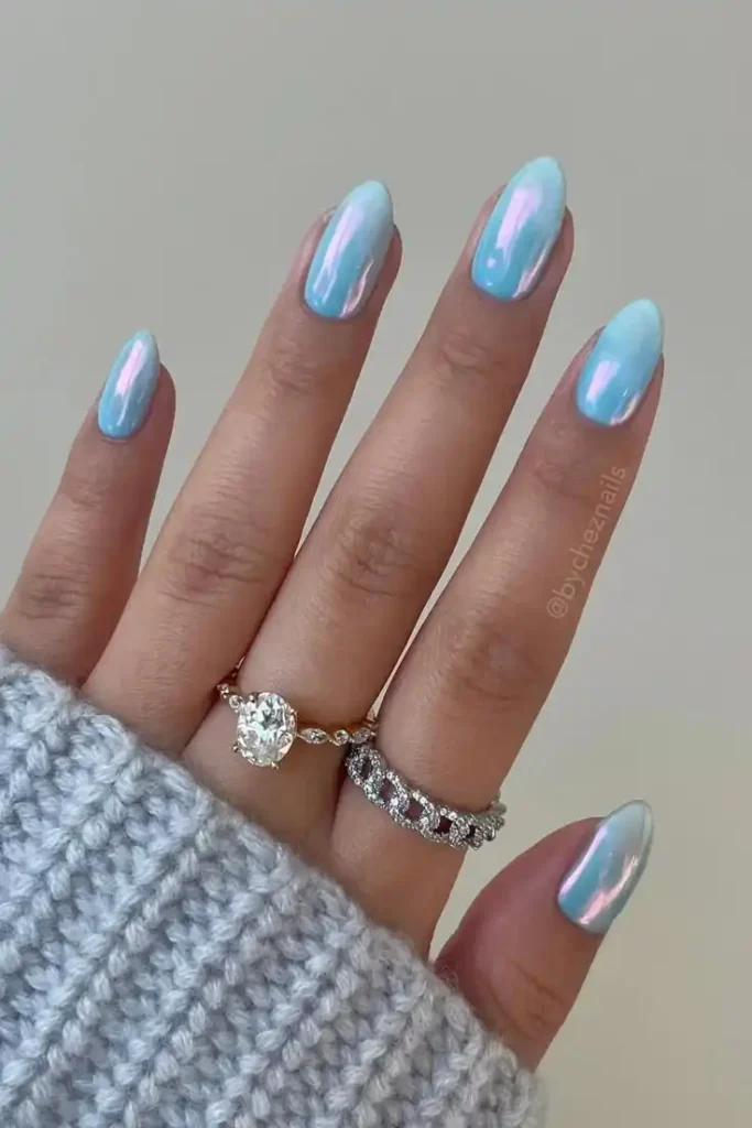 16 Blue Chrome Nails That Look Expensive, Cool, and Main Character Approved 8 Mermaid Blue Chrome Nails
