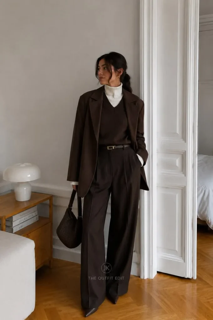 Fall Dressing Made Easy: 16 Fall Outfits for Women That Feel Effortlessly Stylish 12 Monochrome Chocolate Brown Layers