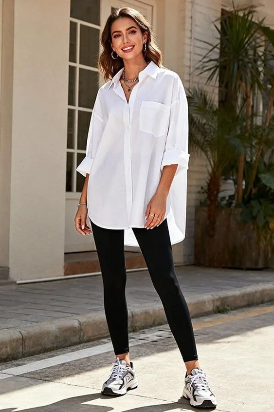 16 Simple Outfit Ideas That Look Effortless, Chic, and Actually Wearable 3 Oversized Button Down Leggings